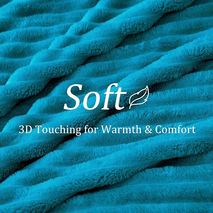BEDELITE Striped Fleece Throw Blanket, Teal, 50"x60" | 300GSM Microfiber Fleece, Soft Cozy, Lightweight Warm, Double-Sided Plush, Machine Washable, Gift, Room Decor, for Couch Sofa