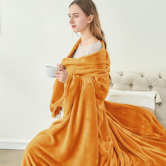 BEDELITE Fleece Blanket Soft Fall Twin Size Blanket Burnt Orange 60"x80" | Ultra Soft Fleece, Plush Microfiber, Lightweight Warmth, Fall Decor, Fade Resistant, Machine Washable, Couch Sofa Bed