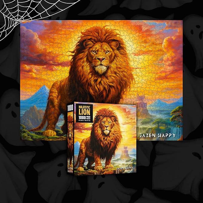 Challenging Jigsaw Puzzle for Adults and Families - 1000 Pieces - Majestic Lion - Jazen Happy - 27x20 inch - Poster Included Puzzle