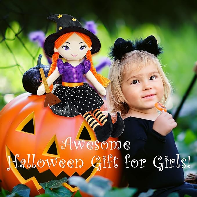 June Garden 16" Enchanted Garden Witch Doll Lydia Plush Stuffed Soft Girl Doll - Purple Outfit