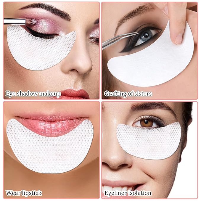100 Pcs Eyeshadow Shield, Lint Free Eye Patches for Lash Extensions, 3.35" X 1.97" Eyeshadow Tape Eye Shadow Stencil, White Eyeshadow Stickers Prevent Makeup Residue for Eyeliner & Makeup