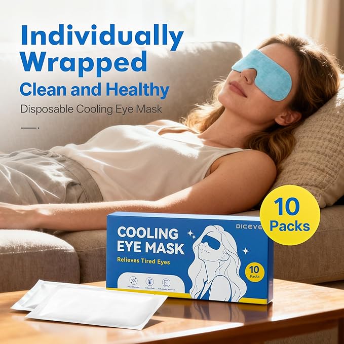 Disposable Cooling Eye Mask for Puffy Eyes, Cold Eye Mask for Eyes Tension Stress Relief, Eye Ice Pack for Cold Compress, 10 Packs