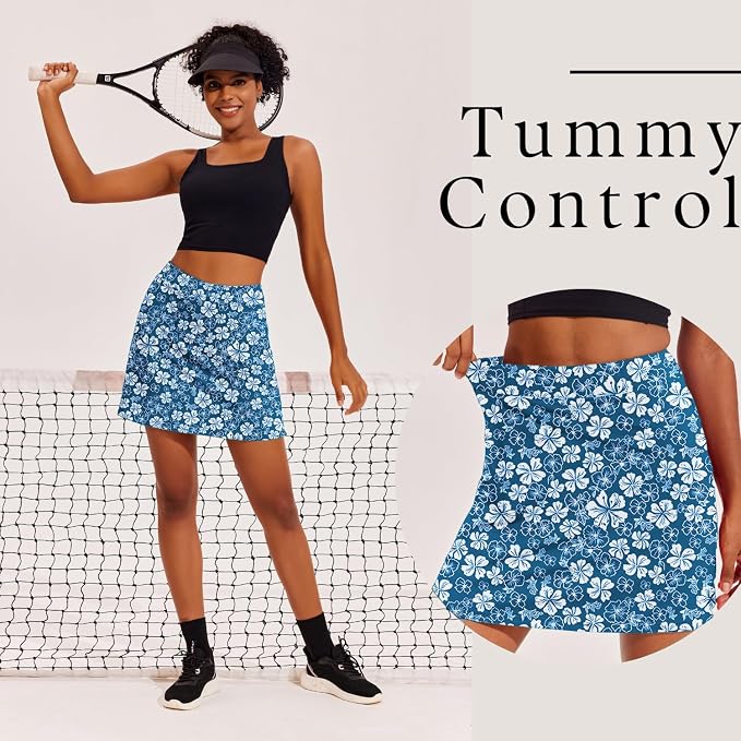 Ekouaer 16" Skorts for Women with Pockets Golf Pickleball Tennis Skirt | Silicone Grippers,2 Inner Pockets,Wide Waist,Side Slit Hem,Breathable,Soft,Lightweight
