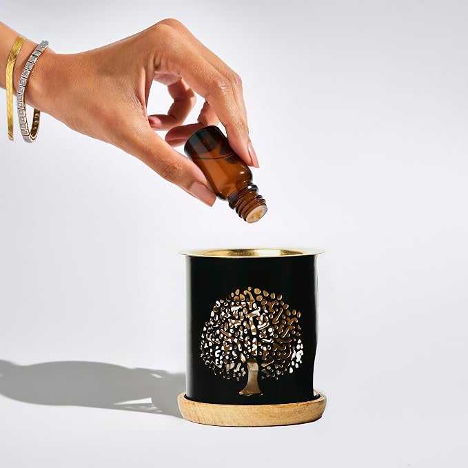 Aromafume Tree of Life Essential Oil Burner | Oil Diffuser with Candle | Brass Burner with 10ml Essential Oil