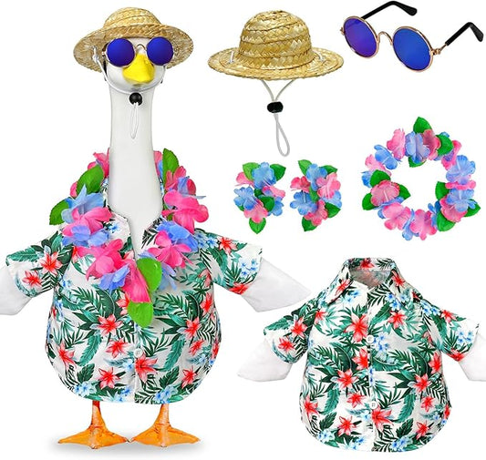 Hawaiian Porch Goose Outfits, 23'' Summer Lawn Goose Costume, Goose Clothes for Outdoor Garden Yard Decor