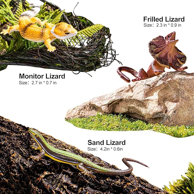 14PCS Reptile Animal Figurines Toys,Desert Amphibians Sand Toys with Axolotl,Lizard,Snake,Spider,Komodo Dragon,Alligator,Rainforest Cold Blooded Plastic Animals Figures Party Favors for Kids