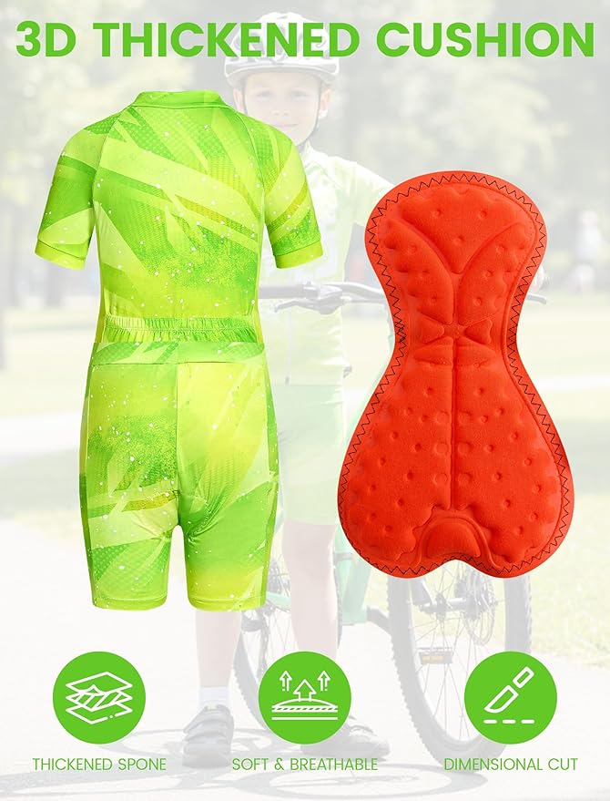 Gogokids Boys Cycling Jersey Set 3D Padded Bike Suit Kids Road Mountain Riding Shorts Bicycle Sportswear for 7-14Y