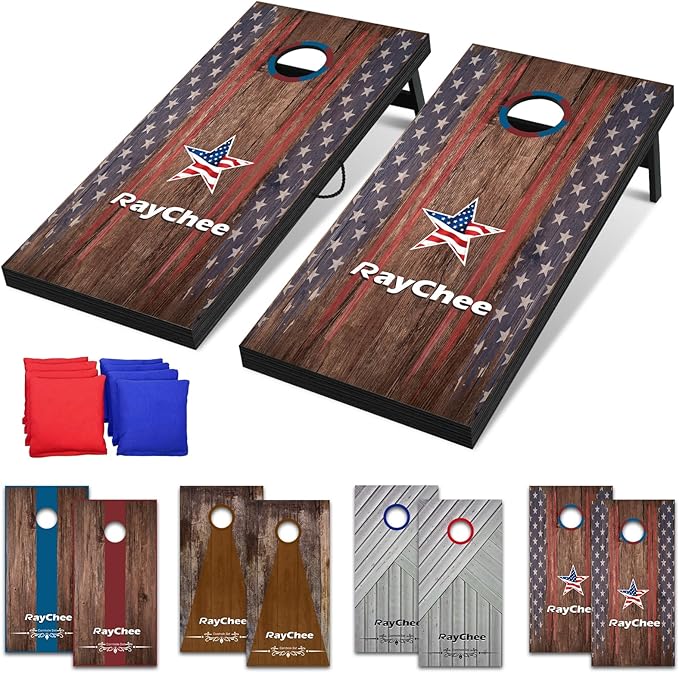 Cornhole Sets, 3'x 2'/ 4'x 2' Vintage Cornhole Game Set, Regulation Size Cornhole Boards, Corn Holes Outdoor Toss Game Competitions, w/ 8 Bean Bags for Adults, Family, Lawn, Beach, Outside Activities