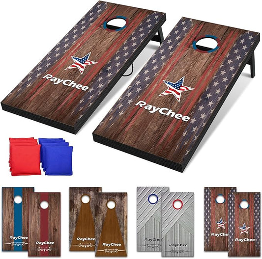 Cornhole Sets, 3'x 2'/ 4'x 2' Vintage Cornhole Game Set, Regulation Size Cornhole Boards, Corn Holes Outdoor Toss Game Competitions, w/ 8 Bean Bags for Adults, Family, Lawn, Beach, Outside Activities