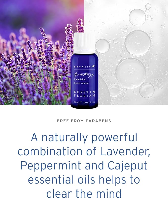 Kerstin Florian Organic Calm Mind Aromatherapy Oil | with Lavender | Peppermint and Cajeput (.5 fl oz)