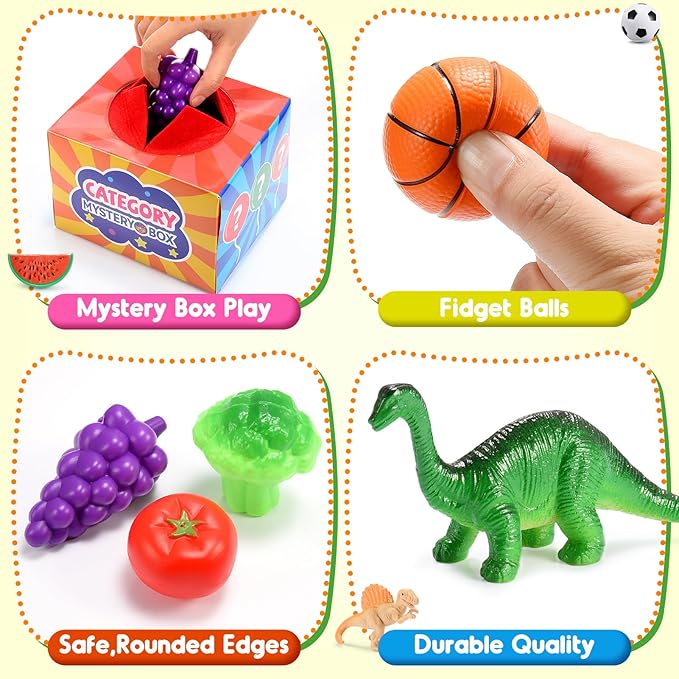 Montessori Sensory Toys for 2-6 Year Olds | 58-Piece Learning & Sorting Games with Mystery Box | Preschool Activities & Speech Therapy Gifts | Easter Basket Stuffers, Birthday Gifts for Boys & Girls