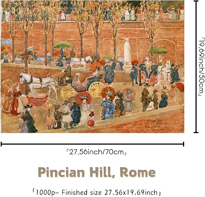 Jigsaw Puzzles 1000 Pieces Puzzles for Adults Art Puzzles Museum Collection Famous Paintings Jigsaw Puzzles, Art Famous Oil Painting Jigsaw Puzzle 1000 Pieces (Pincian Hill, Rome)