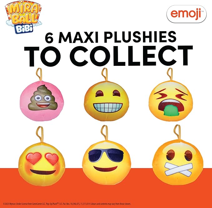 MiraBall Bibi Emoji - Surprise Egg Capsule with Memory Foam Expandable Plush Toy – 3.7" (9.5cm) Soft Collectible with Hidden Surprises – Fun Gift for Kids, Parties, Holidays, Stocking Stuffers