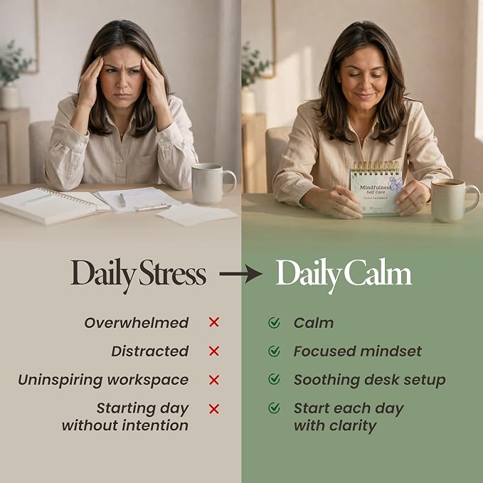 MESMOS Mindfulness Perpetual Flip Calendar with 366 Daily Affirmations - Self Care Gifts for Women, Teacher Appreciation, Inspirational Office Desk Decor, Stress Relief Desk Accessory Gift for Women
