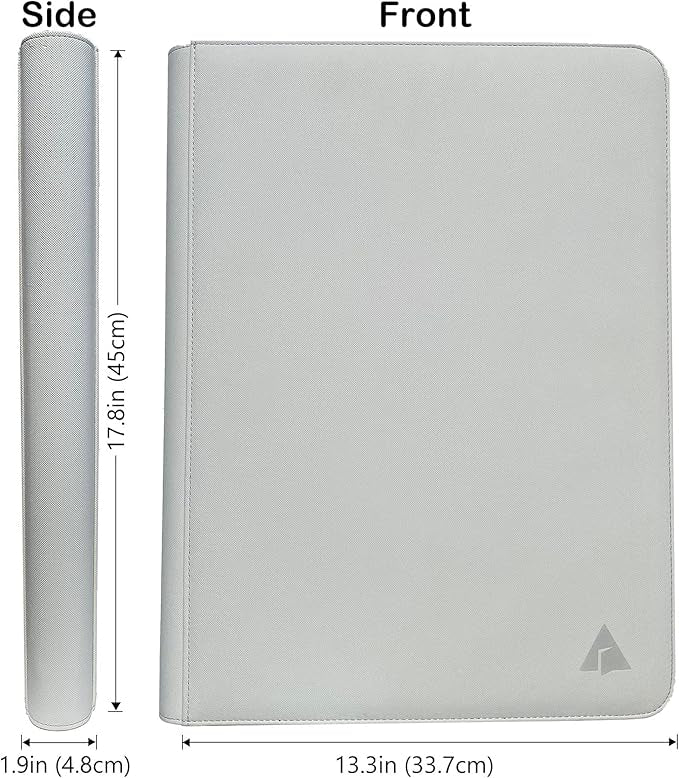 Premium 1000+ Pockets Card Binder, 16-Pocket Ringless Trading Card Album Folder - Side Loading UltraSonic-161024 Tech Zip Binder for TCG - White