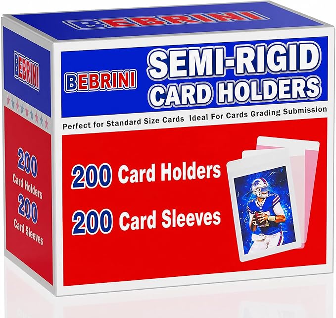 200ct Semi Rigid Card Holders & 200ct Soft Sleeves for PSA, SGC, BGS, CSG Graded Cards Submissions, PSA Submission Card Sleeves for Sports, PKM, Baseball, Trading Cards