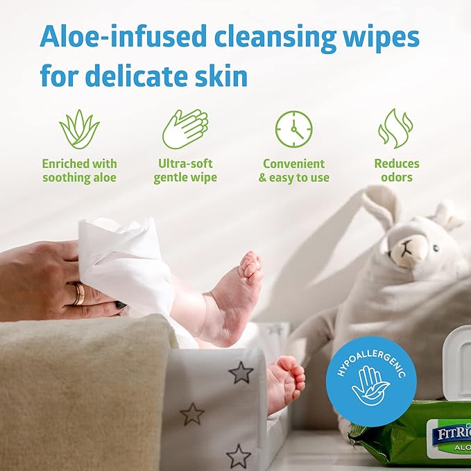 FitRight Personal Cleansing Wipes with Aloe 8x10 Scented 600 Count | Moisturizing Body Wipes for Adults, Incontinence Cleaning, Cloth Wipes for Elderly Care & Bathing