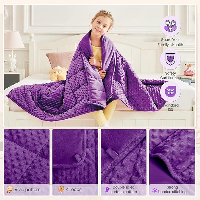 Weighted Blanket - 3 lbs Purple Minky Heavy Blanket - Small Size Breathable Lap Blanket(36"x48", 3 lbs)