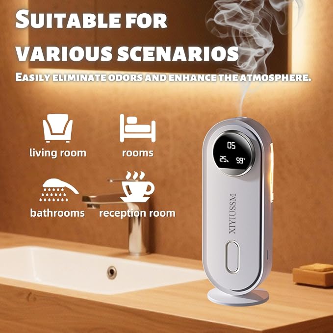 Waterless Essential Oil Diffuser for Home and Car Portable Aromatherapy Diffuser with 7 Mist Modes 1800mAh Rechargeable Battery Operated Scent Diffuser for Large Room Bedroom Office Bathroom