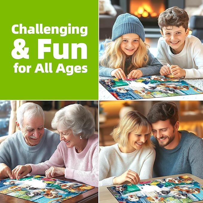 500 Piece Jigsaw Puzzles for Adults - Cute Puppies Bath Art Puzzle - Fun & Challenging Gift for Puzzle Lovers - 23x15 Inches Durable Design