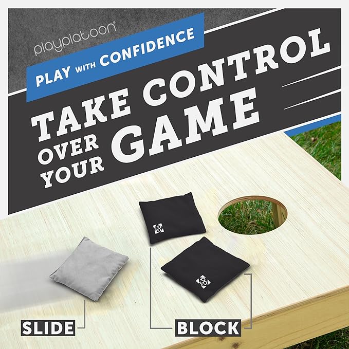 Professional Cornhole Bags - Set of 8 Regulation All Weather Double Sided - Sticky Side/Slick Side Bean Bags for Pro Corn Hole Game