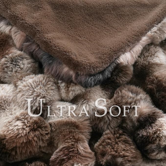 BENVWE Fluffy Faux Fur Throw Blanket for Couch, Soft Plush Thick Cozy Fuzzy Luxury Minky Bubble Blanket for Home Living Room Decor Gift for Women, Tie-dye Coffee, 50" x 60", 1100GSM