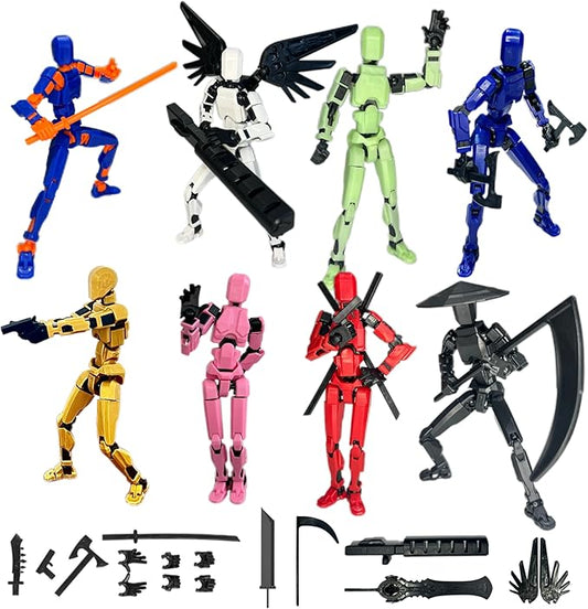 (Assembly Completed) 8 Packs T13 Action Figure Set, 3D Printed ActionFigure Toy Gifts for Kids, Dummy 13,Robot 13 Action Figure Full Body Mechanical Doll Christmas Birthday Gift for Boys Girls