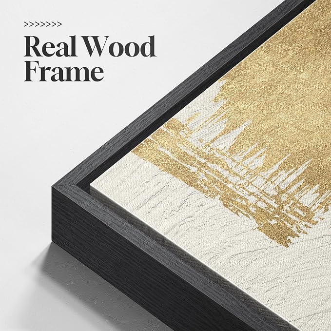 Framed Modern Black and White Abstract Wall Art for Living Room, 3 Piece | Large Canvas Prints Paintings Artwork for Walls, Minimalist Black Beige Gold Pictures, Bedroom Office Wall Decor, 30x60 In