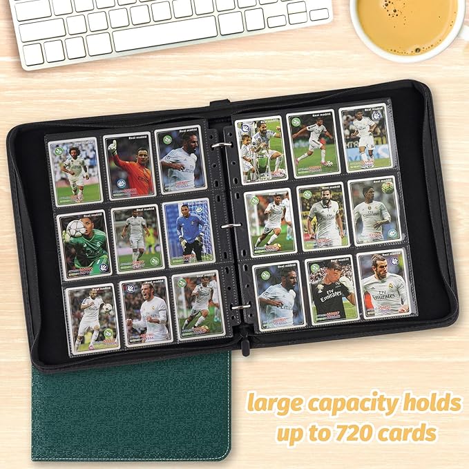 GERMUN 9 Pocket Card Binder, Premium Zip Trading Card Binder, 720 Double Sided Pocket PU Card Collection Binder, Collector Card Album, Card Folder for MTG, TCG, Sports Cards, Game Cards (Dark Green2)