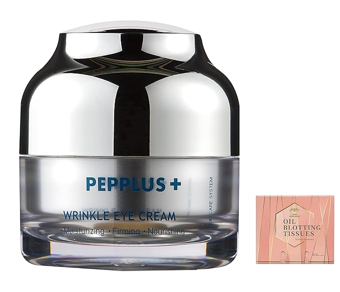 PEPPLUS + Anti-wrinkle Eye Cream, Firming, Moisturizing, Nourishing 30 ml Bundled with 1 Pack Oil Absorbing Blotting Paper