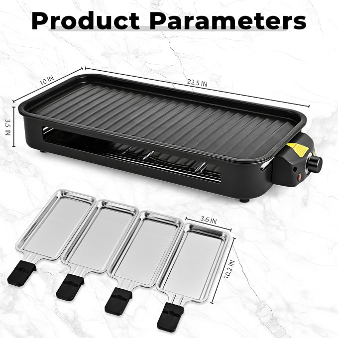 Pukomc Electric Indoor Grill,2 in 1 Indoor Grills for Kitchen | Grill Net & Non-Stick Cooking Removable Plate, Temperature Control, Dishwasher Safe, 1800W Large Smokeless