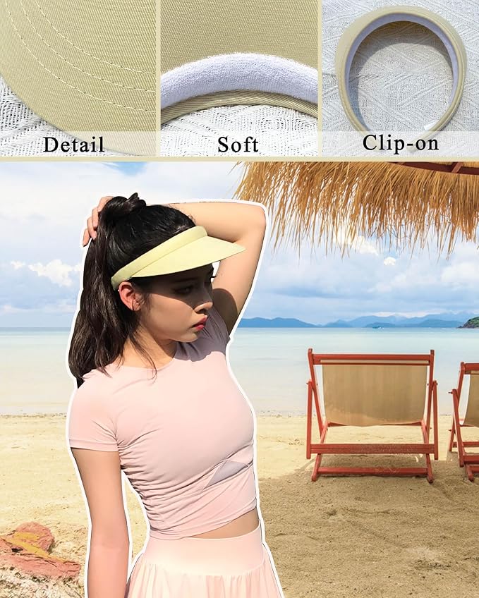 3 Pack Sports Sun Visor Hat Women Men Adjustable Clip On Visors Outdoor Golf Beach Cap