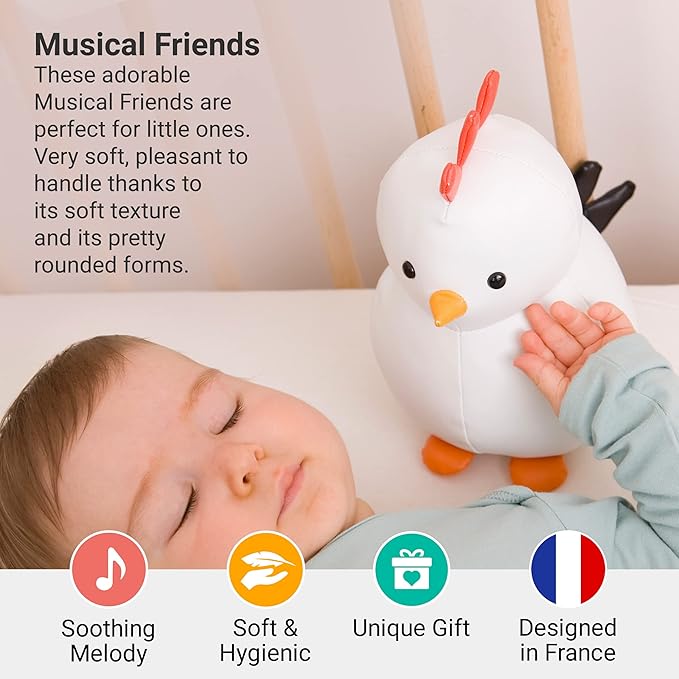 Little Big Friends Musical Baby Toy – Soft Plush Pull-String Cord Classical Toy for Baby & Toddlers | Soothing Stuffed Cuddly Animal Gift | Paulette The Hen