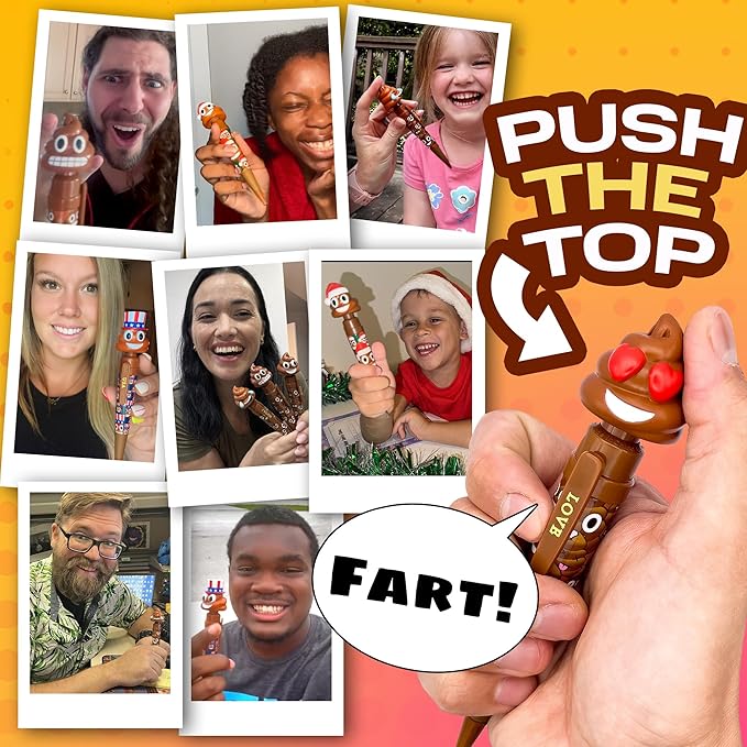 Farting Poop Pen with Multiple Funny Sounds - Perfect Halloween Games & Novelty Gift for Teens, Kids & Boys - Pen & Prank Toy for Halloween Parties, Games & Family Fun All Day (Heart Eyes)