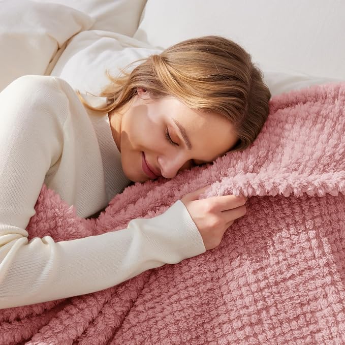 Whale Flotilla Extra Large Soft Fleece Throw Blanket for Couch | 50x70 Inch, Pink, Suitable for Sofa Chair Bed, Fluffy Fuzzy Jacquard Blankets for All Season, Lightweight and Cozy