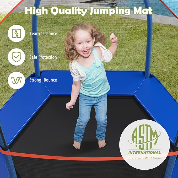 Giantex 7 Ft Trampoline for Kids, Heavy Duty Steel Frame Small Mini Toddler Trampoline, Great Gifts for Boys Girls, Outdoor Indoor Kids Trampoline with Net, for Age 3-8
