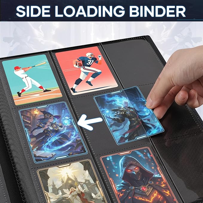 Trading Card Binder 9 Pocket, 360 Pockets Collectible Trading Card Album, Sports Card Binder for Standard Cards, Side Loading Card Folder for MTG Sports Baseball TCG Football Basketball Cards Black