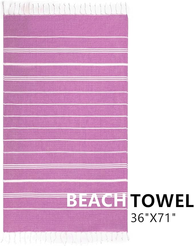 Aegero Turkish Beach Towel, 36"x71" Quick Dry Sand Free Oversized Bath Pool Swim Towel, Lightweight Travel Turkish Towels Vacation Essentials, Rose red