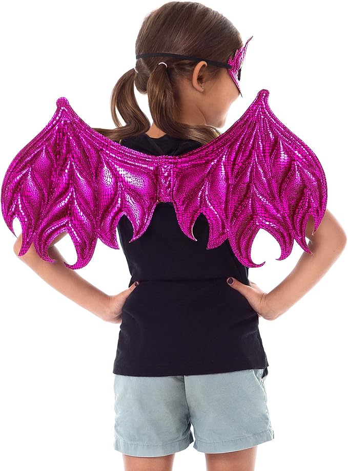 Little Adventures Reversible Dragon Mask and Wing Sets for Boys & Girls - Pink/Magenta
