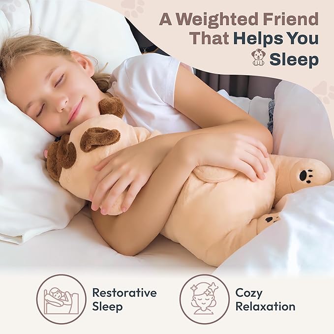 Weighted Stuffed Animals 20" | 5 lbs Pug Dog Plush for Calming Cozy Comfort | Large Weighted Stuffed Animal for Anxiety | Soft Microwavable & Coolable for Sensory Needs & Stress Relief