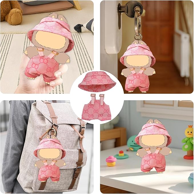 Clothes for Dolls, 2-Piece 17cm Clothes & Hat Set for Dolls, Exquisite Accessories for lebb, Doll Accessories Only Clothes (No Doll) (2PC-Pink)