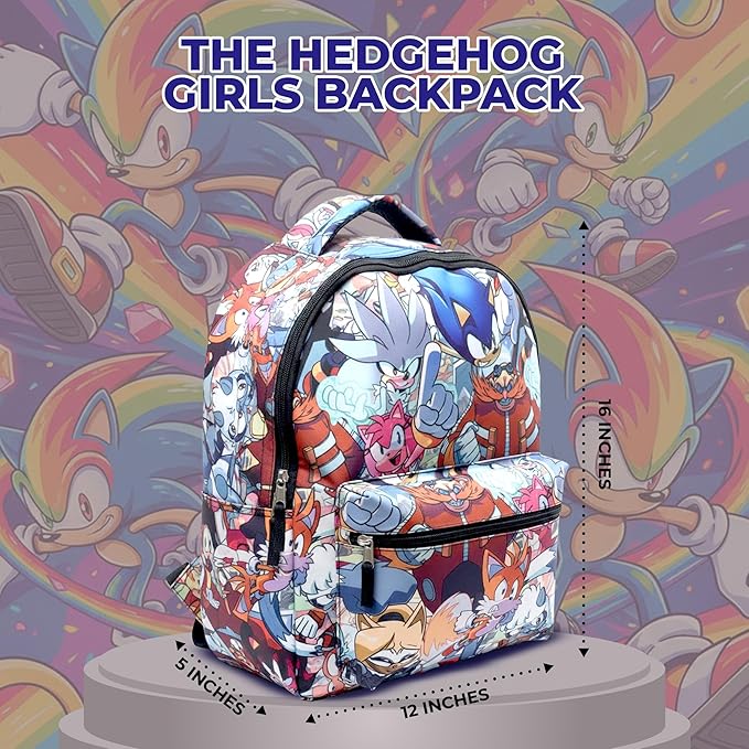 AI ACCESSORY INNOVATIONS Sonic The Hedgehog Backpack: Engaging School Bag with Sonic Characters for Kids & Adults Durable & Comfortable Everyday Gear