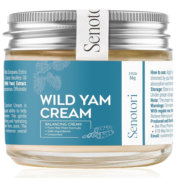 Unscented Wild Yam Cream: Hormone Balance, Menopause for Women 2Oz | Evening Primrose Oil, Soothes Hot Flashes, PMS Nighttime Comfort, Botanical Balm,Wellness Cream, Non-Greasy, Gift for Mom