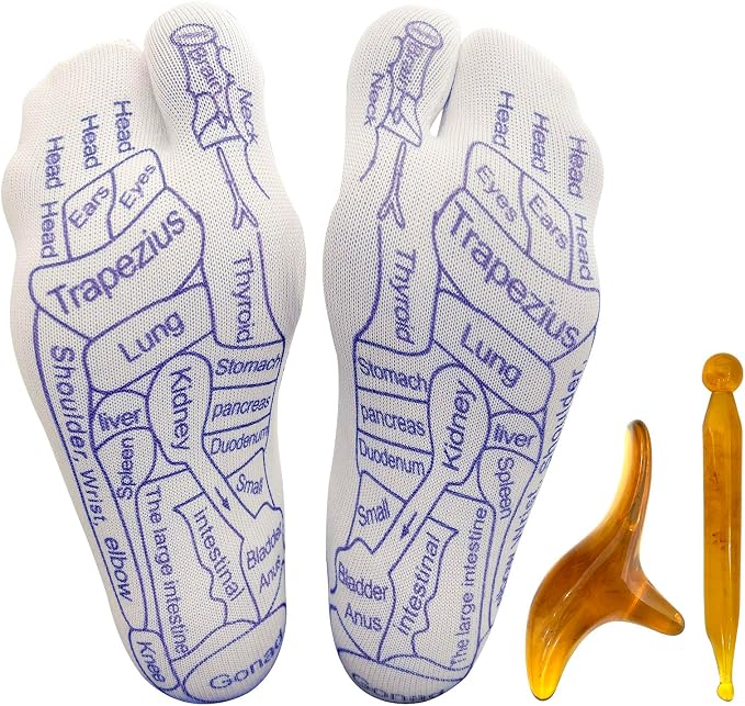 BIRDDIE Acupressure Reflexology Socks Physiotherapy Massage Relieve Tired Feet Reflexology Socks with Massage Tools for Women and Men (Men)