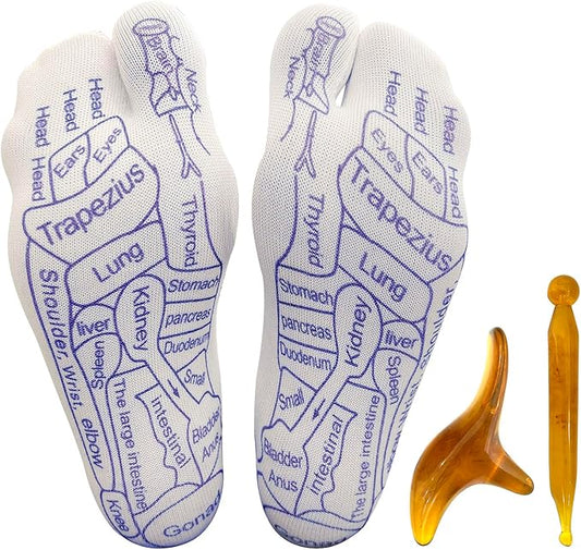 BIRDDIE Acupressure Reflexology Socks Physiotherapy Massage Relieve Tired Feet Reflexology Socks with Massage Tools for Women and Men (Women)