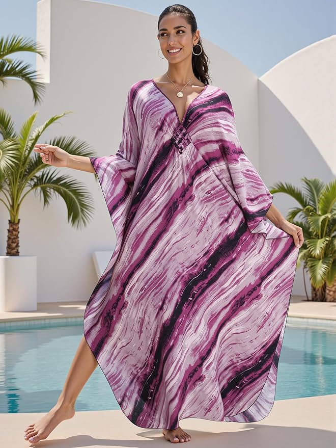 Mumu Dresses for Women Plus Size, Bohemian Kaftan Beach Cover Up Long Maxi Nightgown Soft Loungewear
