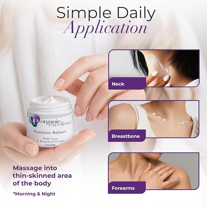 Organic Excellence Feminine Balance Wild Yam & Botanical Cream for Women – 2 fl oz
