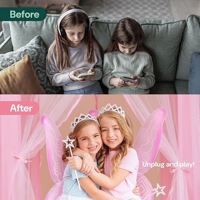 PLAYVIBE Princess Tent - 55 x 53 in, Toddler - Starry LED Lights Kids Tent - Cozy Indoor Playhouse - Portable & Easy Assembly Toddler Playhouse, CGift Idea for Kids & Grandkids