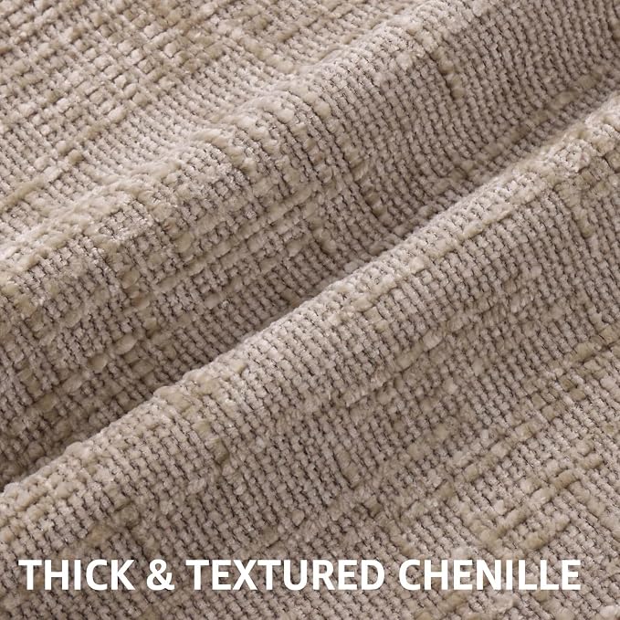 decorUhome Textured Chenille Throw Pillow Covers 24x24 Set of 2 Oatmeal | Fall Modern Farmhouse Soft Cozy Slubby Couch Pillow Cases Boho Decorative Pillow Cases for Bed Sofa Living Room Home Decor