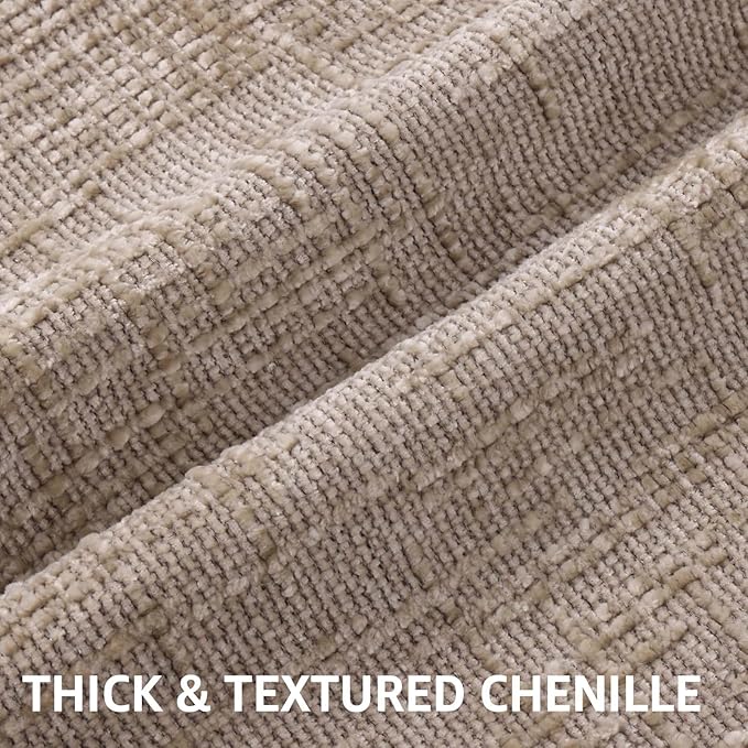 decorUhome Textured Chenille Throw Pillow Covers 18x18 Set of 2 Oatmeal | Fall Modern Farmhouse Soft Cozy Slubby Couch Pillow Cases Boho Decorative Pillow Cases for Bed Sofa Living Room Home Decor